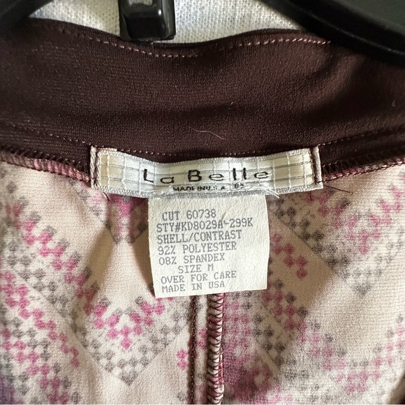 Vintage La Belle Dress Womens Medium Chevron V Neck Stretch Slinky Retro USA - Picture 8 of 10